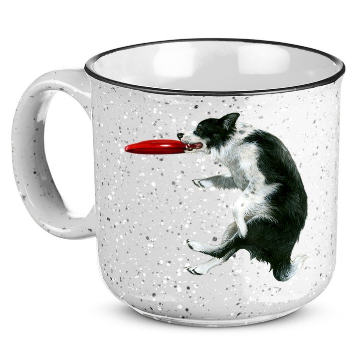 Border Collie Frisbee Graphic Sheepdog Print Gift 15oz Campfire Ceramic Mug