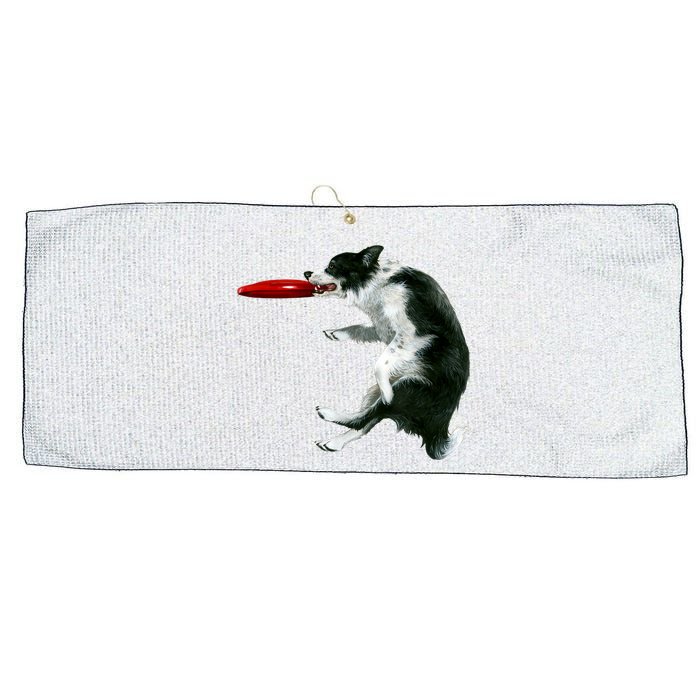 Border Collie Frisbee Graphic Sheepdog Print Gift Large Microfiber Waffle Golf Towel