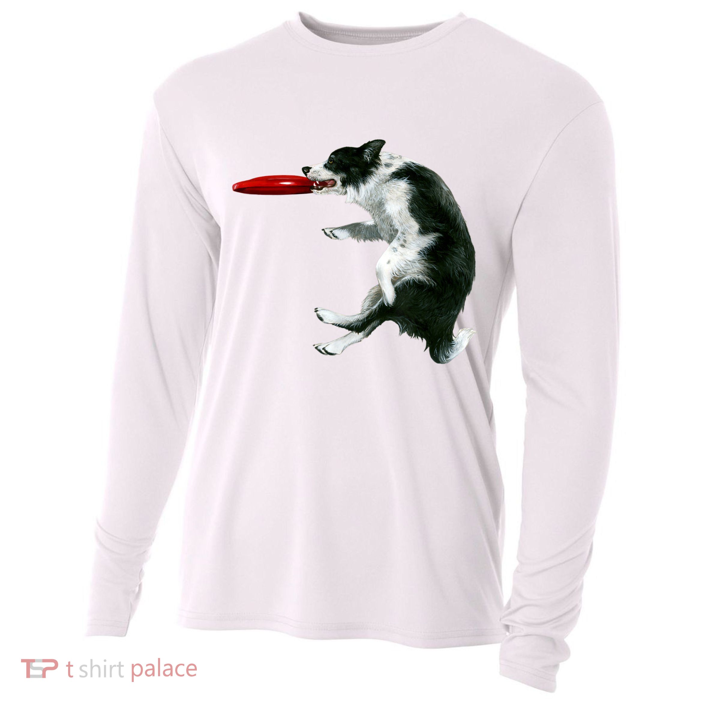 Border Collie Frisbee Graphic Sheepdog Print Gift Cooling Performance Long Sleeve Crew