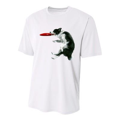 Border Collie Frisbee Graphic Sheepdog Print Gift Youth Performance Sprint T-Shirt