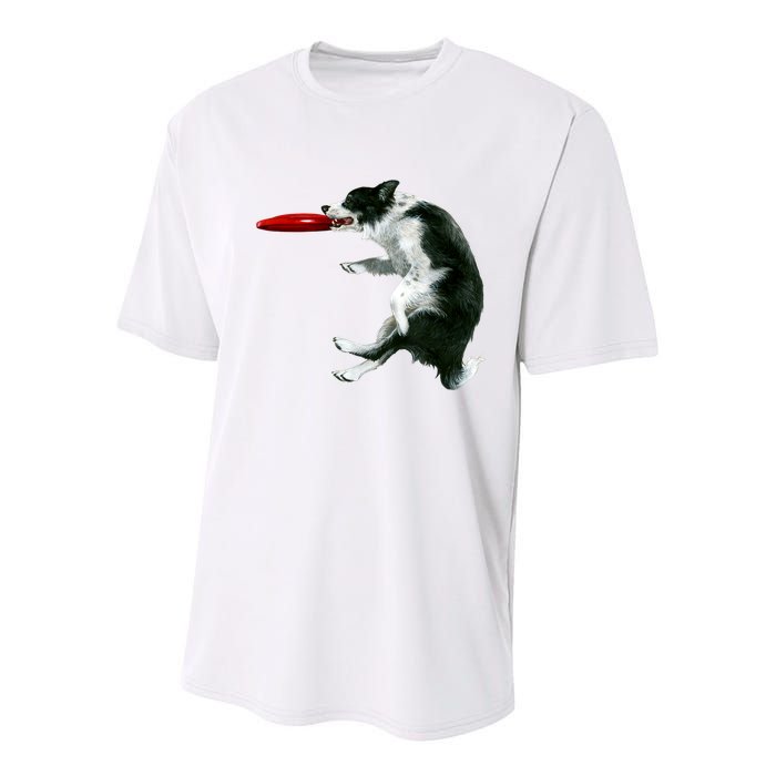 Border Collie Frisbee Graphic Sheepdog Print Gift Youth Performance Sprint T-Shirt