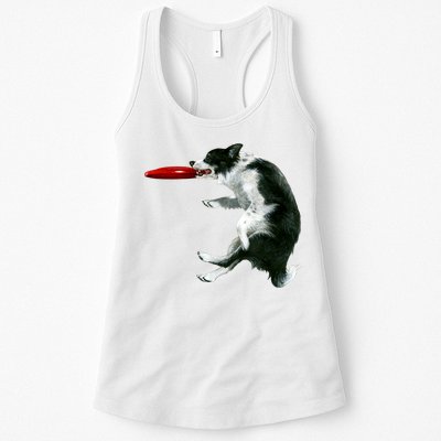 Border Collie Frisbee Graphic Sheepdog Print Gift Womens Tank Top