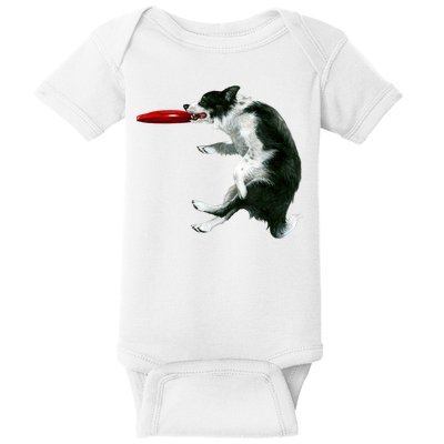 Border Collie Frisbee Graphic Sheepdog Print Gift Baby Bodysuit