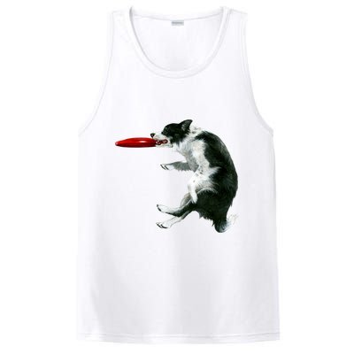 Border Collie Frisbee Graphic Sheepdog Print Gift PosiCharge Competitor Tank