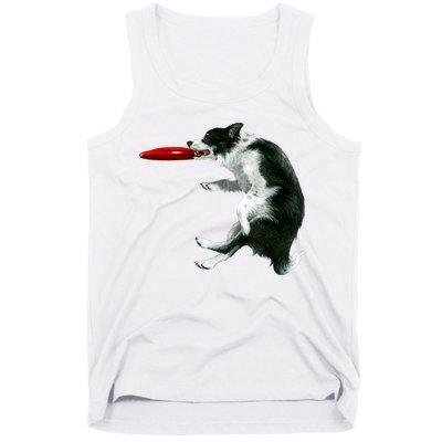 Border Collie Frisbee Graphic Sheepdog Print Gift Tank Top