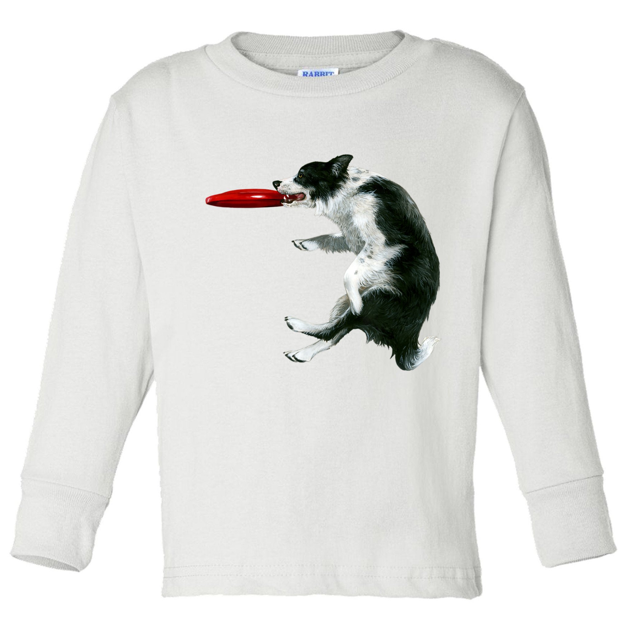Border Collie Frisbee Graphic Sheepdog Print Gift Toddler Long Sleeve Shirt