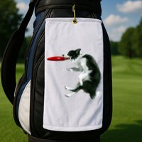 Border Collie Frisbee Graphic Sheepdog Print Gift Golf Towel