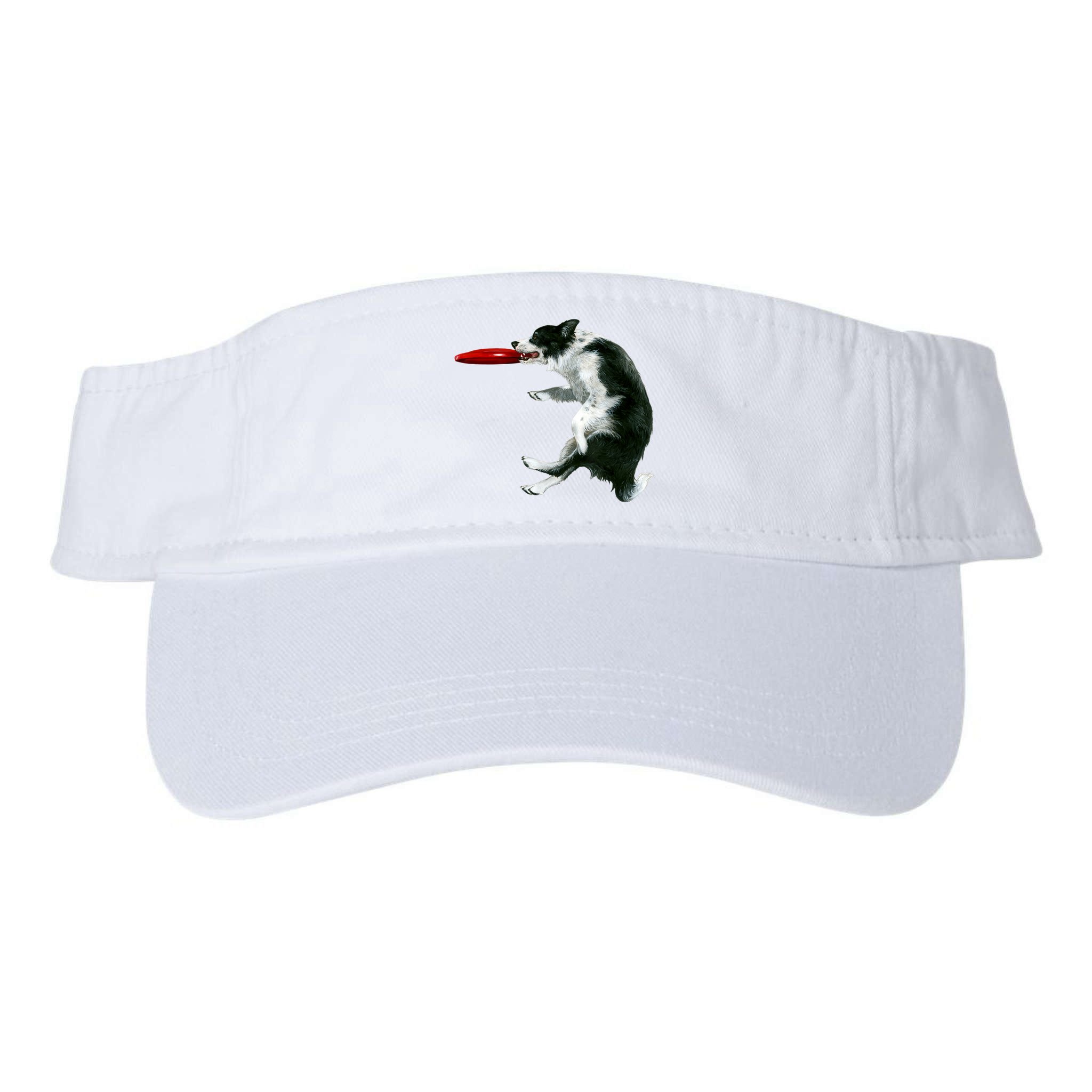 Border Collie Frisbee Graphic Sheepdog Print Gift Visor
