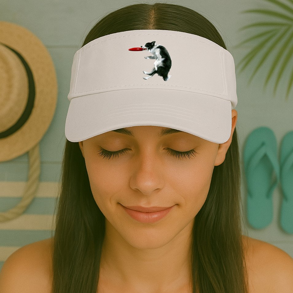 Border Collie Frisbee Graphic Sheepdog Print Gift Visor