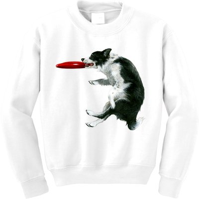 Border Collie Frisbee Graphic Sheepdog Print Gift Kids Sweatshirt