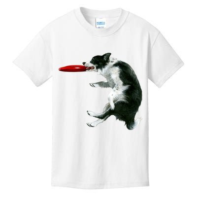Border Collie Frisbee Graphic Sheepdog Print Gift Kids T-Shirt