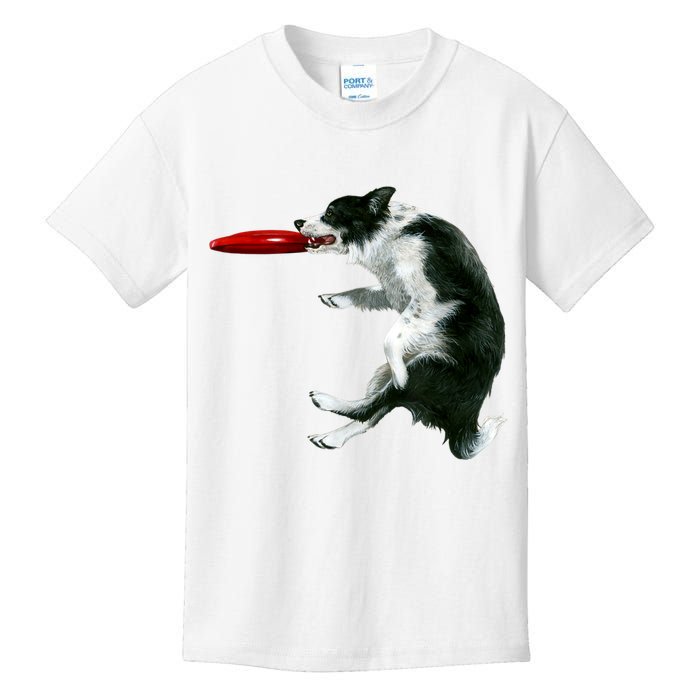 Border Collie Frisbee Graphic Sheepdog Print Gift Kids T-Shirt