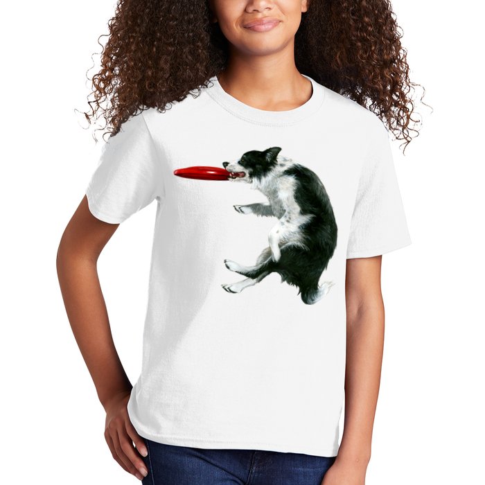 Border Collie Frisbee Graphic Sheepdog Print Gift Kids T-Shirt