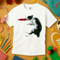 Border Collie Frisbee Graphic Sheepdog Print Gift Kids T-Shirt