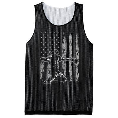 Baseball Catcher For Men Baseball USA Flag Mesh Reversible Basketball Jersey Tank