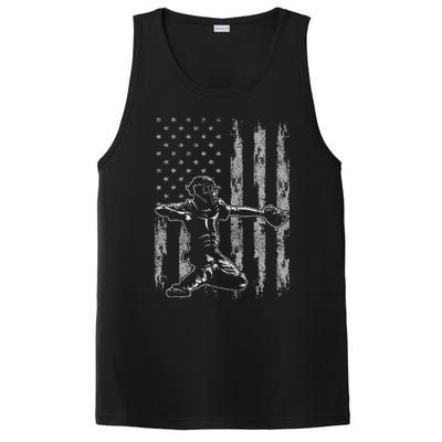 Baseball Catcher For Men Baseball USA Flag PosiCharge Competitor Tank