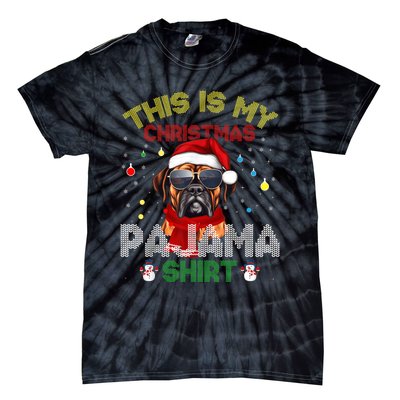 Bulldog Christmas Funny Dog Lover Santa Hat Xmas Pajama Tie-Dye T-Shirt