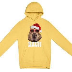 Bruh Capybara Funny Santa Hat Christmas Season Capybara Premium Pullover Hoodie