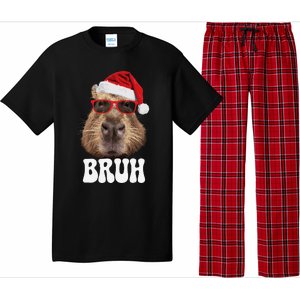 Bruh Capybara Funny Santa Hat Christmas Season Capybara Pajama Set