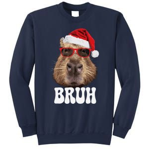 Bruh Capybara Funny Santa Hat Christmas Season Capybara Sweatshirt