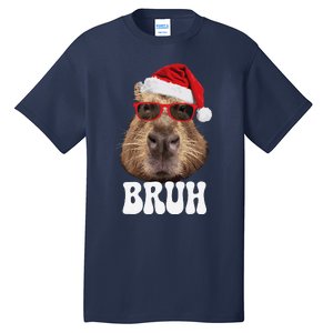 Bruh Capybara Funny Santa Hat Christmas Season Capybara Tall T-Shirt