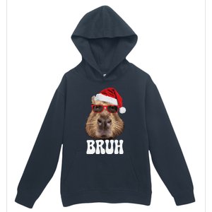 Bruh Capybara Funny Santa Hat Christmas Season Capybara Urban Pullover Hoodie