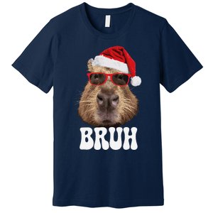 Bruh Capybara Funny Santa Hat Christmas Season Capybara Premium T-Shirt