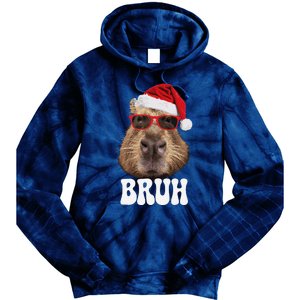 Bruh Capybara Funny Santa Hat Christmas Season Capybara Tie Dye Hoodie