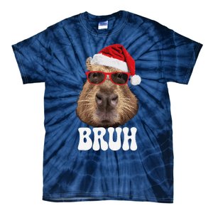 Bruh Capybara Funny Santa Hat Christmas Season Capybara Tie-Dye T-Shirt