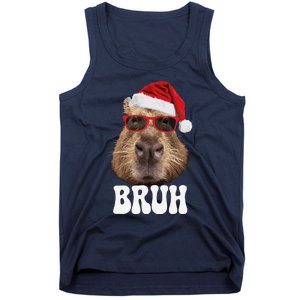 Bruh Capybara Funny Santa Hat Christmas Season Capybara Tank Top