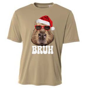 Bruh Capybara Funny Santa Hat Christmas Season Capybara Cooling Performance Crew T-Shirt