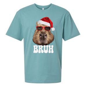 Bruh Capybara Funny Santa Hat Christmas Season Capybara Sueded Cloud Jersey T-Shirt