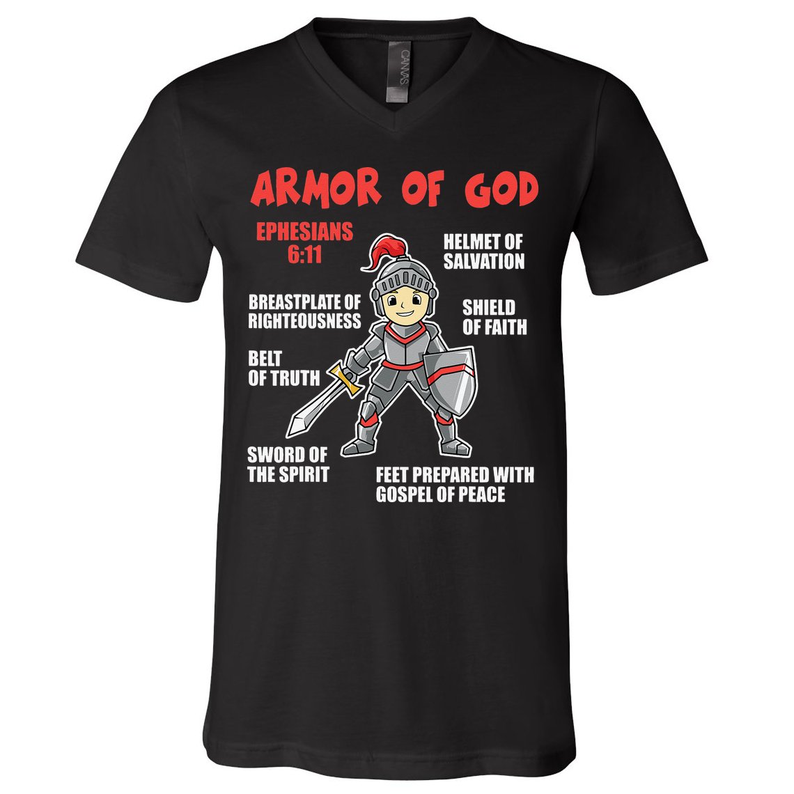 Bible Chapters For Put On The Full Armor Of God V-Neck T-Shirt