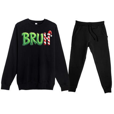 Bruh Christmas Funny Christmas Humor Meme Premium Crewneck Sweatsuit Set