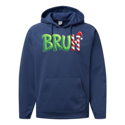 Bruh Christmas Funny Christmas Humor Meme Performance Fleece Hoodie