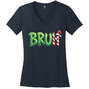 Bruh Christmas Funny Christmas Humor Meme Women's V-Neck T-Shirt