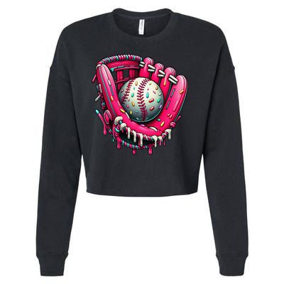Baseball Cute For Ice Cream Cute Baseball 4 Gift Cropped Pullover Crew