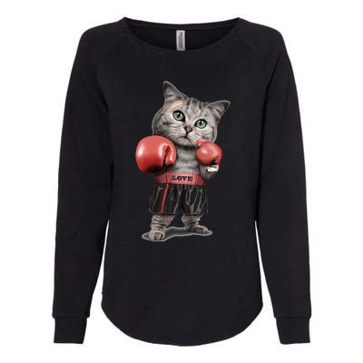 BOXING CAT Funny Womens California Wash Sweatshirt