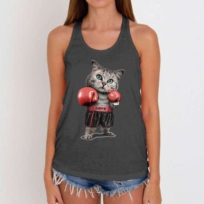 BOXING CAT Funny Women's Knotted Racerback Tank