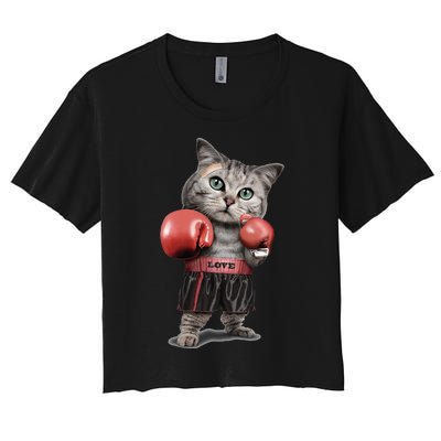 BOXING CAT Funny Women's Crop Top Tee