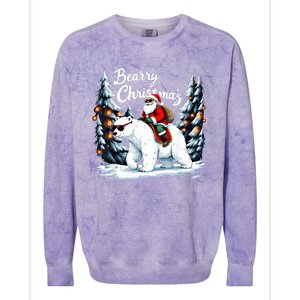 Bearry Christmas Funny Santa Polar Bear Ride Christmas Xmas Colorblast Crewneck Sweatshirt