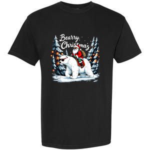 Bearry Christmas Funny Santa Polar Bear Ride Christmas Xmas Garment-Dyed Heavyweight T-Shirt