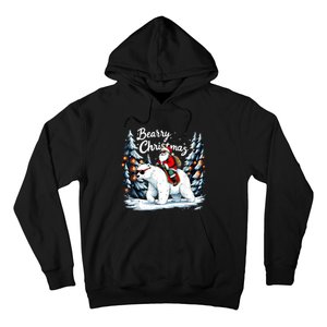 Bearry Christmas Funny Santa Polar Bear Ride Christmas Xmas Hoodie