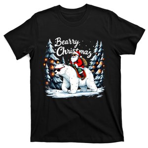 Bearry Christmas Funny Santa Polar Bear Ride Christmas Xmas T-Shirt