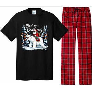 Bearry Christmas Funny Santa Polar Bear Ride Christmas Xmas Pajama Set