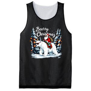 Bearry Christmas Funny Santa Polar Bear Ride Christmas Xmas Mesh Reversible Basketball Jersey Tank