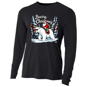 Bearry Christmas Funny Santa Polar Bear Ride Christmas Xmas Cooling Performance Long Sleeve Crew