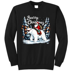 Bearry Christmas Funny Santa Polar Bear Ride Christmas Xmas Tall Sweatshirt