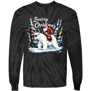 Bearry Christmas Funny Santa Polar Bear Ride Christmas Xmas Tie-Dye Long Sleeve Shirt