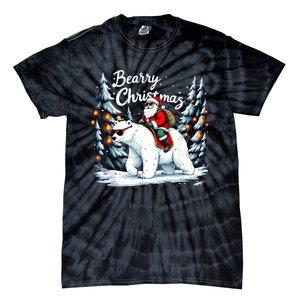 Bearry Christmas Funny Santa Polar Bear Ride Christmas Xmas Tie-Dye T-Shirt